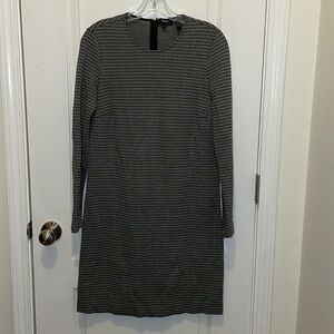 Theory Wynter Dress Houndstooth Long Sleeve Gray/black size - 8